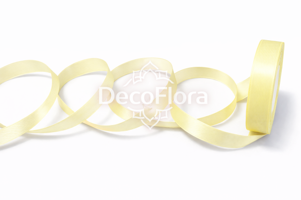 Лента атласная 1,5cm*25ярд - 009 - светло-жёлтая