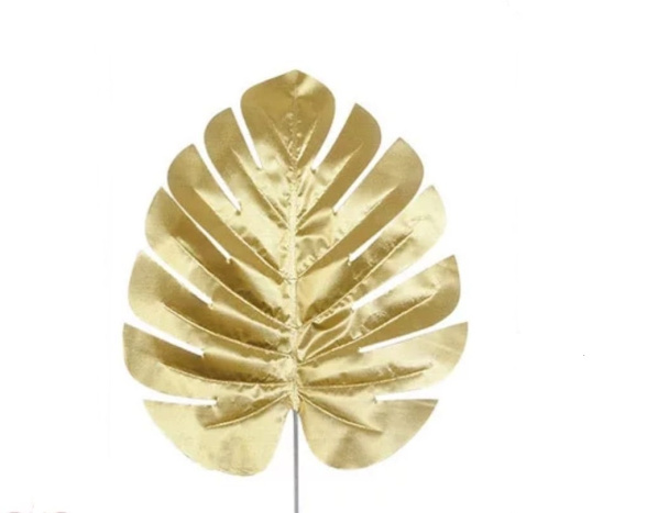 Лист монстеры из 5-ти штук 34,5см золотой